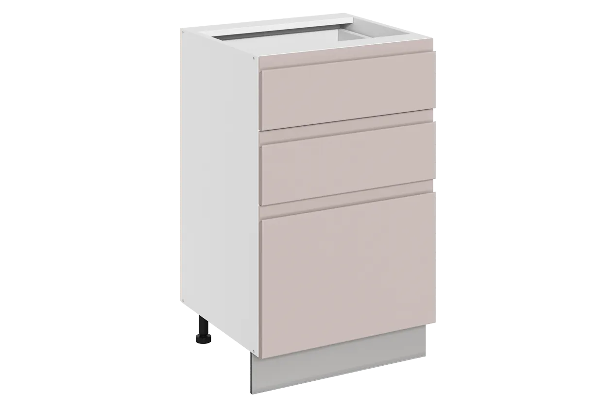 Фьюжн Шкаф рабочий L500 B500 Слим (3 ящ.) (эмаль) (белый/кофейный)