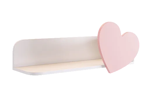 Полка навесная Сердечко (белое дерево/пудра розовая (эмаль))
