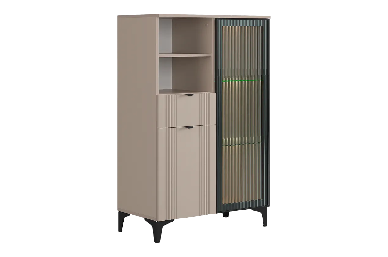 Рич Комод 2 (со стеклом) (кашемир/фрапучино матовый/черный)