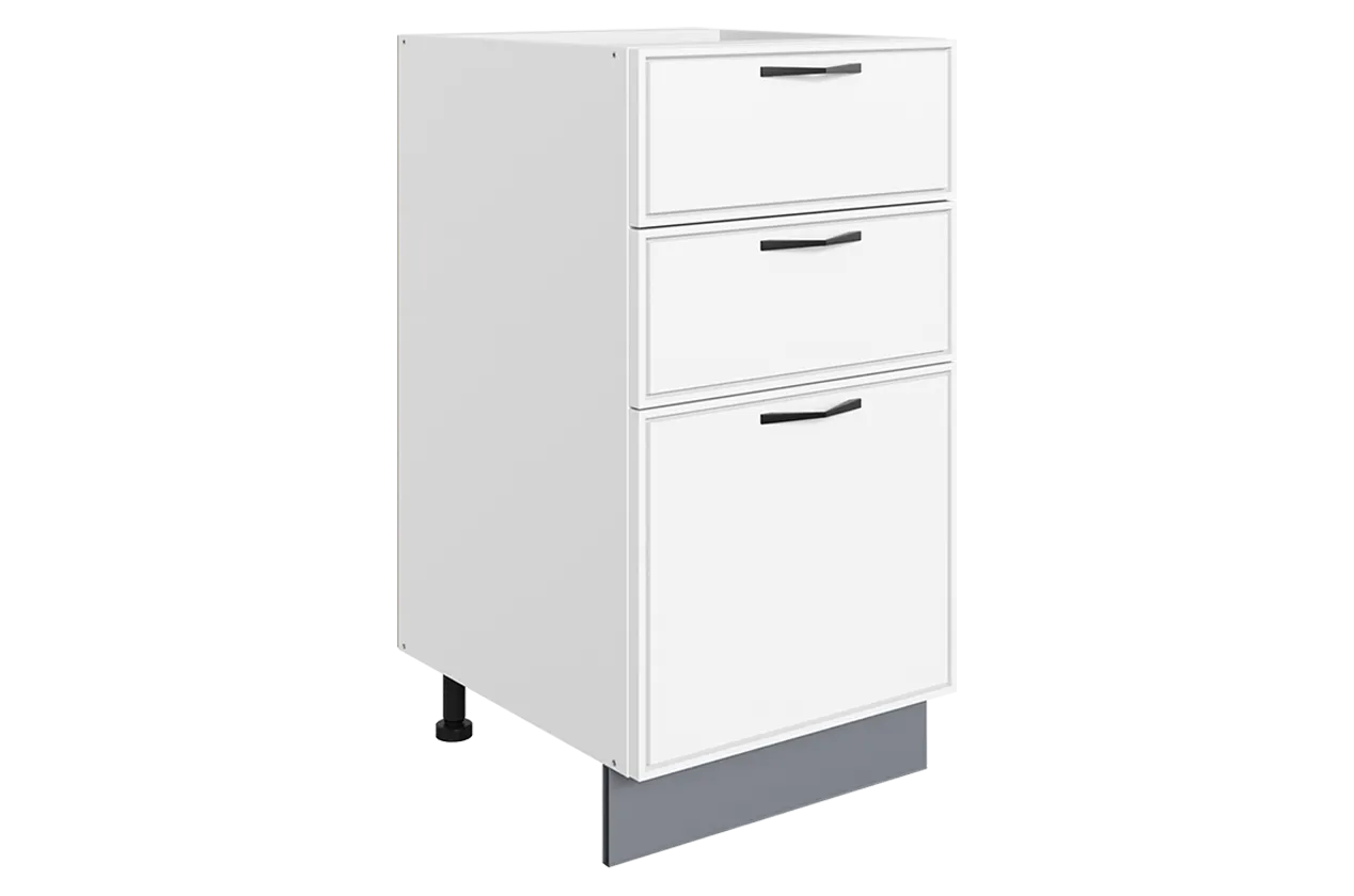 Монако Шкаф рабочий L400 Старт (3 ящ.) (белый/милк матовый)