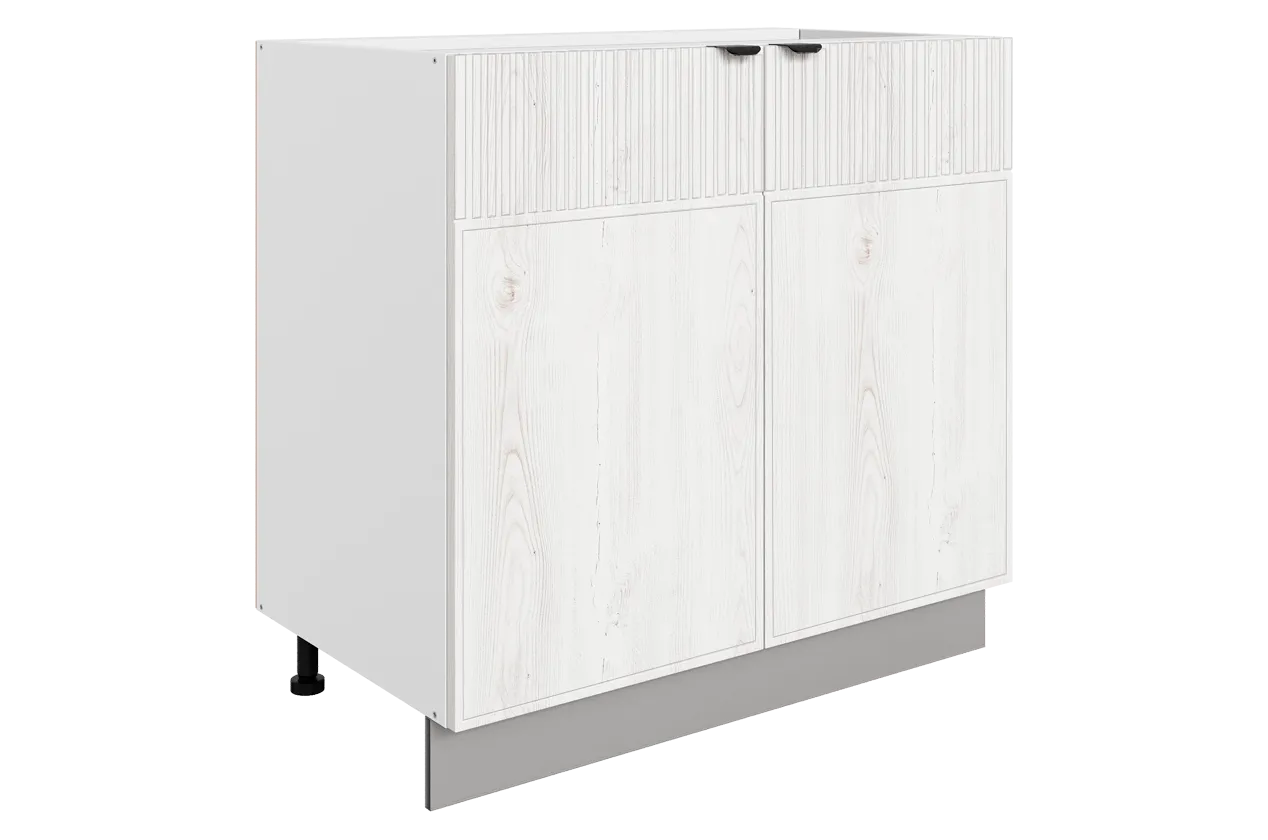 Бариста Шкаф рабочий L800 B500 (2 дв. гл.) (белый/дуб белый матовый)