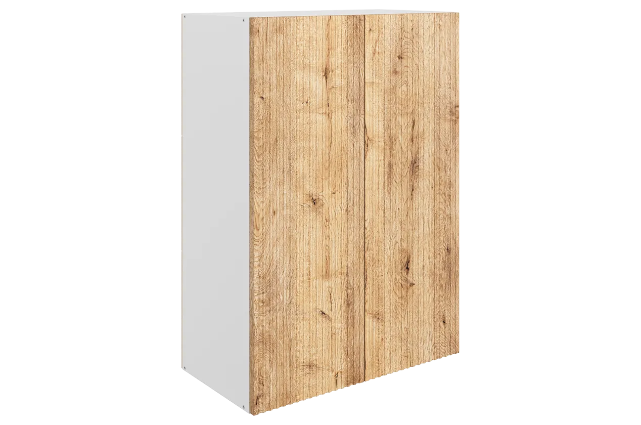 Марта Шкаф навесной L600 Н900 (2 дв. гл.) (белый/дуб европейский матовый)