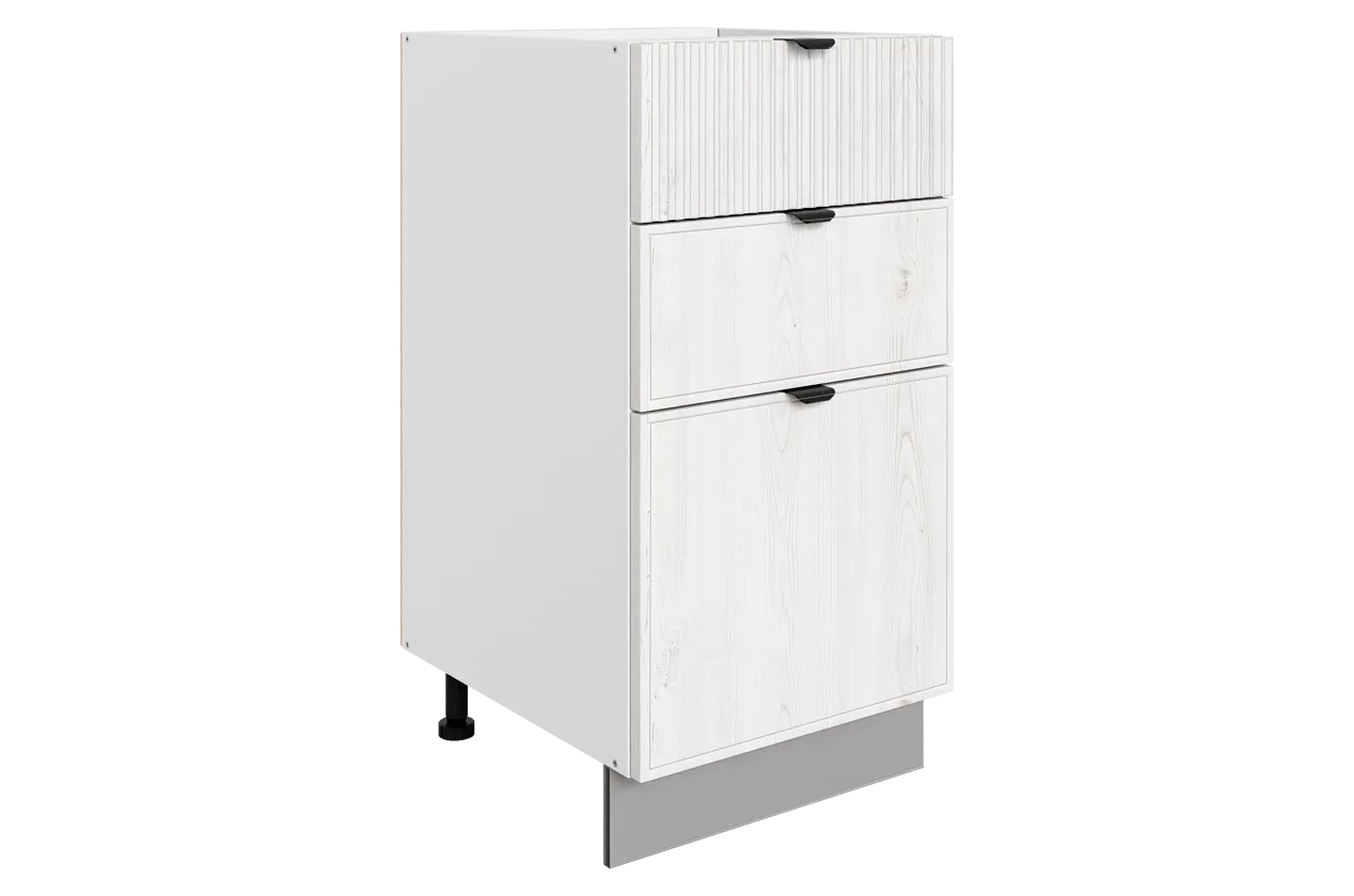 Бариста Шкаф рабочий L400 B500 Слим (3 ящ.) (белый/дуб белый матовый)