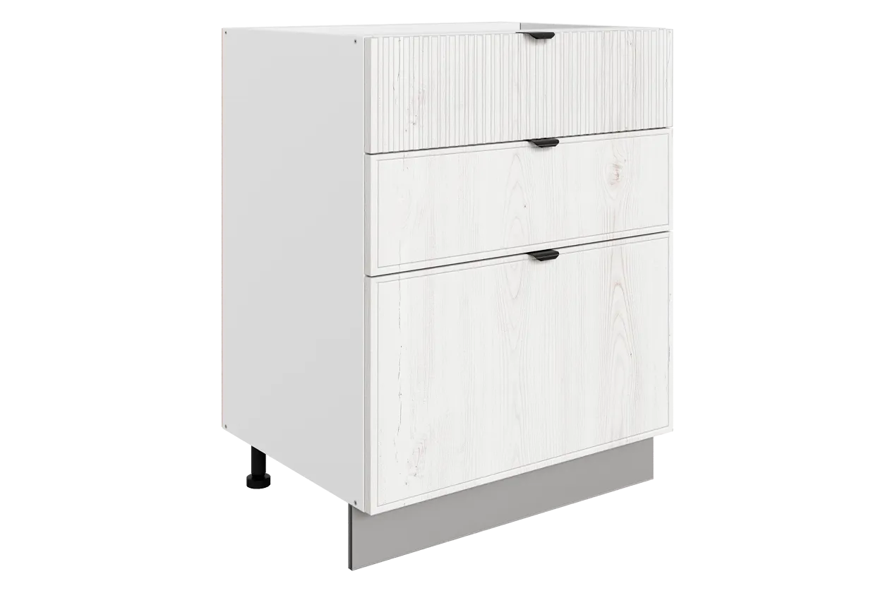 Бариста Шкаф рабочий L600 B500 Слим (3 ящ.) (белый/дуб белый матовый)