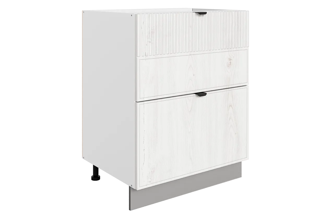 Бариста Шкаф рабочий L600 B500 Слим (2 ящ.) (белый/дуб белый матовый)