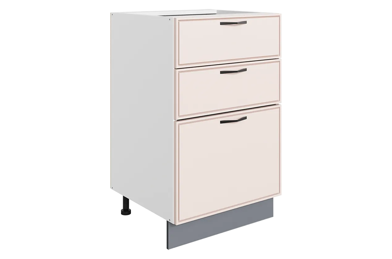 Монако Шкаф рабочий L500 B500 Слим (3 ящ.) (белый/айвори матовый)