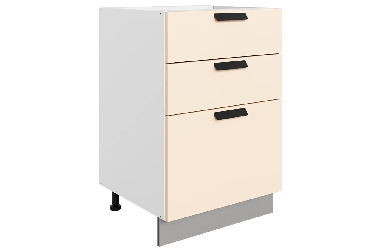 Джаз Шкаф рабочий L500 B500 Слим (3 ящ.) (эмаль) (белый/крем)