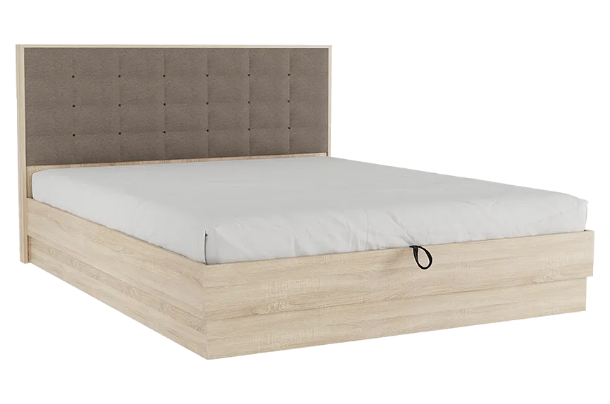 Кровать с подъемным механизмом Николь 160х200 см (дуб сонома/какао (рогожка))