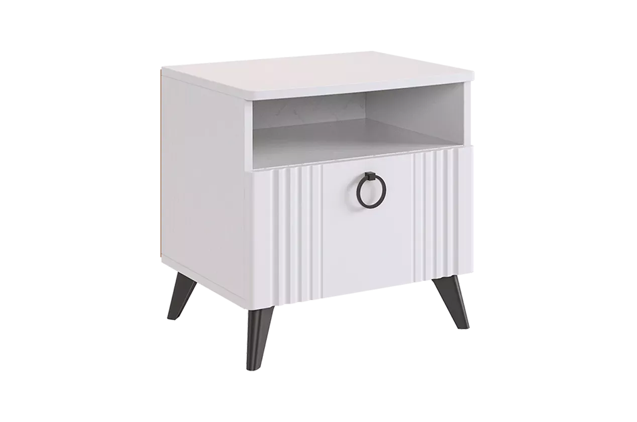 Ева Тумба прикроватная (белое дерево/белый матовый)