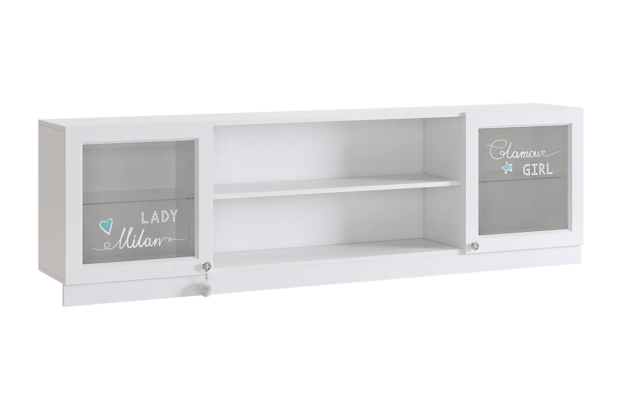 Гламур Секция навесная (белый/белый глянец)