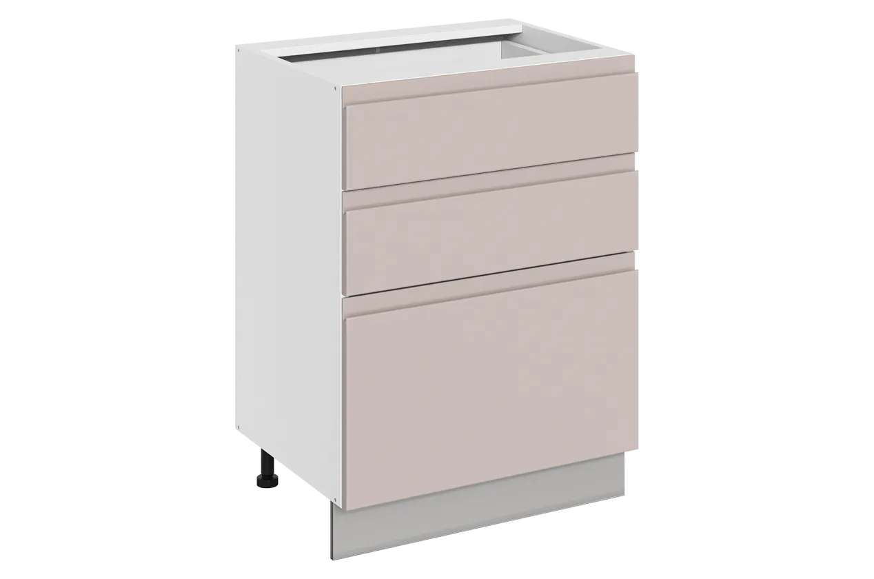 Фьюжн Шкаф рабочий L600 Старт (3 ящ.) (эмаль) (белый/кофейный)